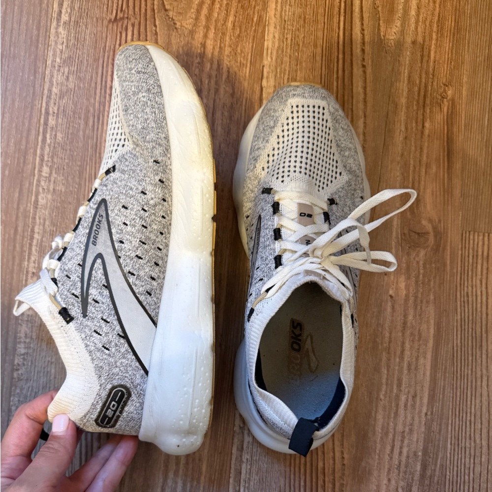 Brooks Light Gray and Cream Athletic Shoes